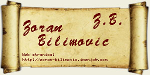 Zoran Bilimović vizit kartica